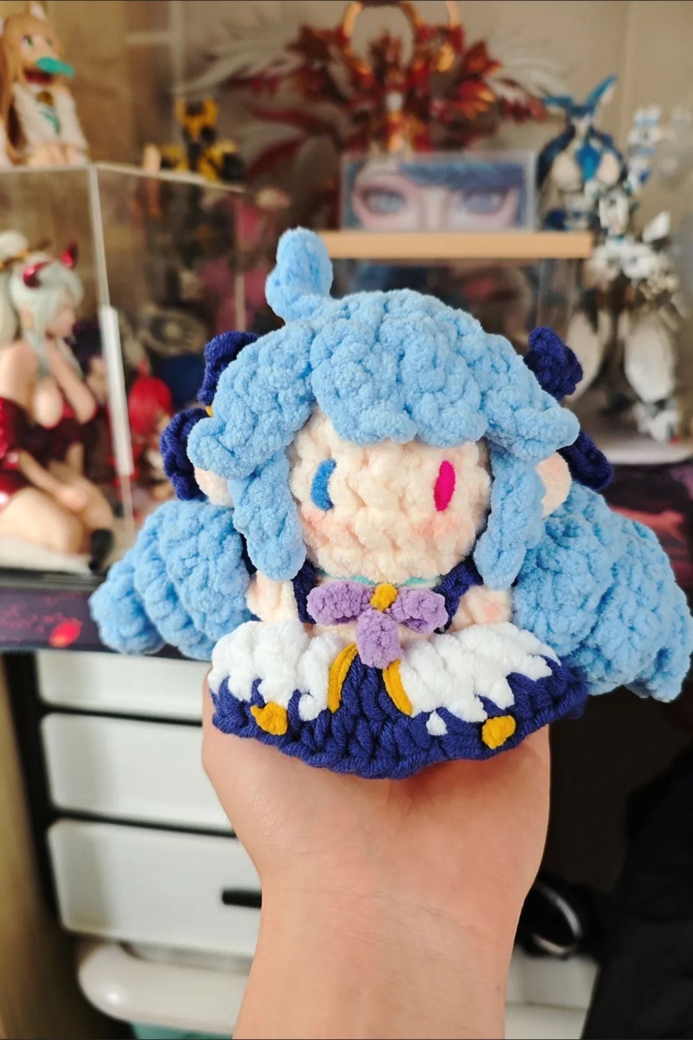 [Finished Product] Custom LOL Gwen the Hallowed Seamstress Game Fan Art - Handmade Crochet Keychain Charm