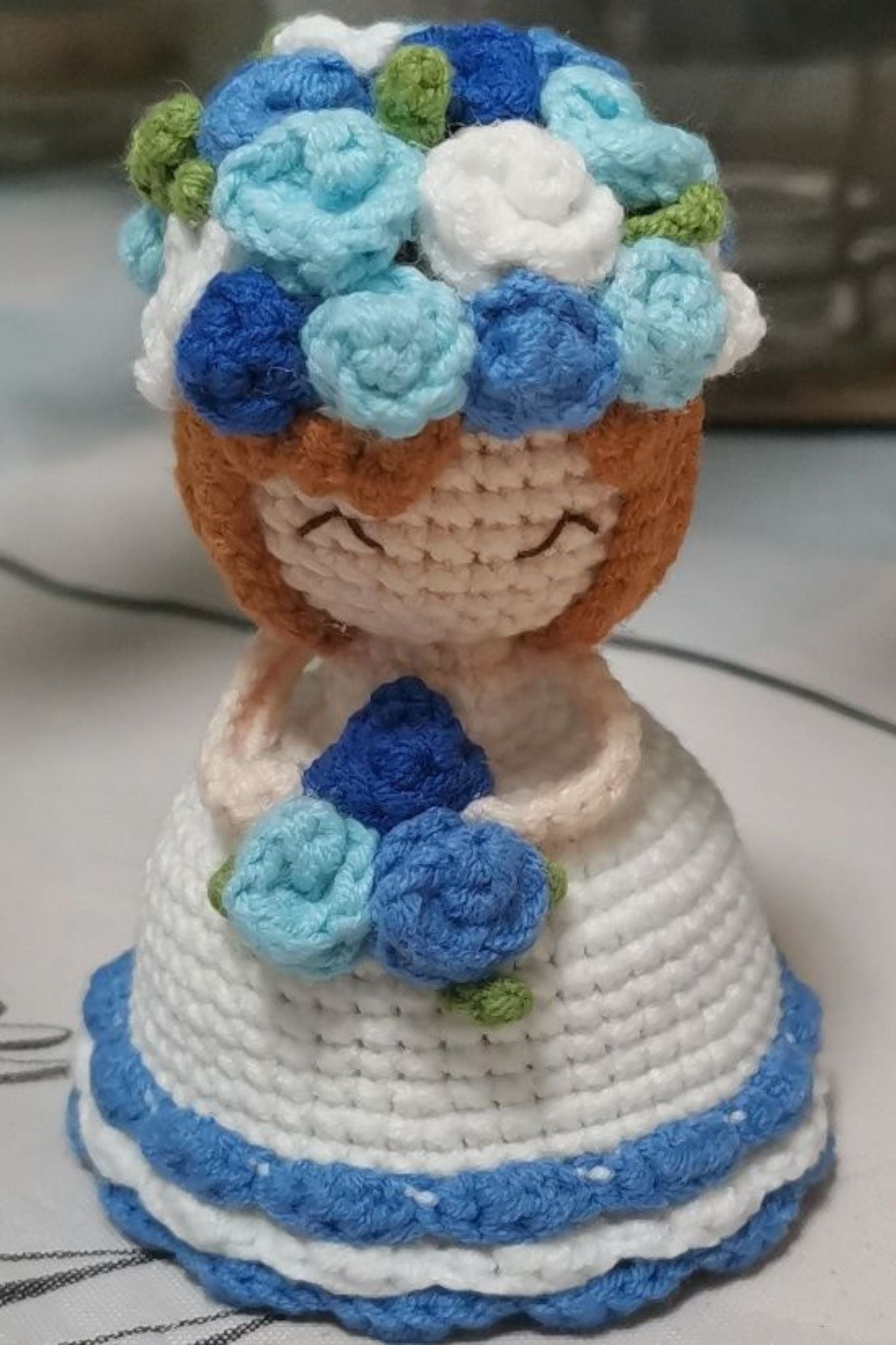 [Promotion!]Finished Product Custom Bride with Floral Bouquet Handmade Crochet Doll - Valentine’s & Wedding Themed Artisan Craft