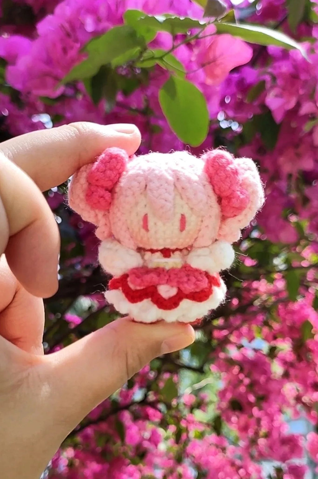 [Finished Product] Custom Puella Magi Madoka Magica Madoka Kaname Anime Fan Art - Handmade Crochet Keychain Charm