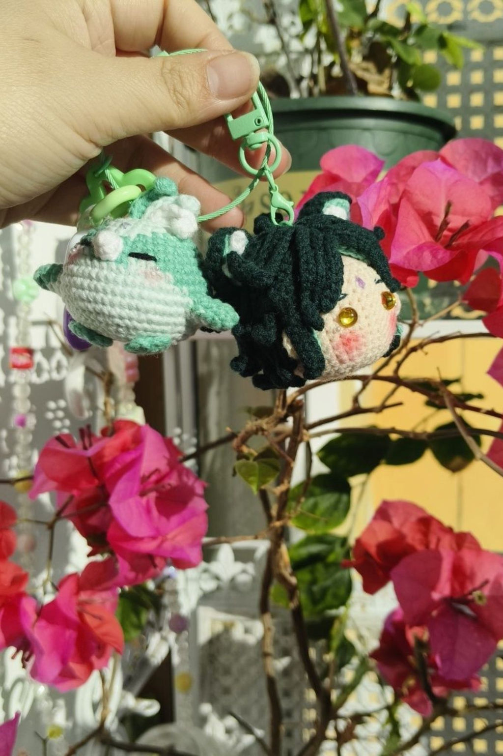 [Finished Product] Custom  Xiao Cat Game Fan Art - Handmade Crochet Keychain Charm