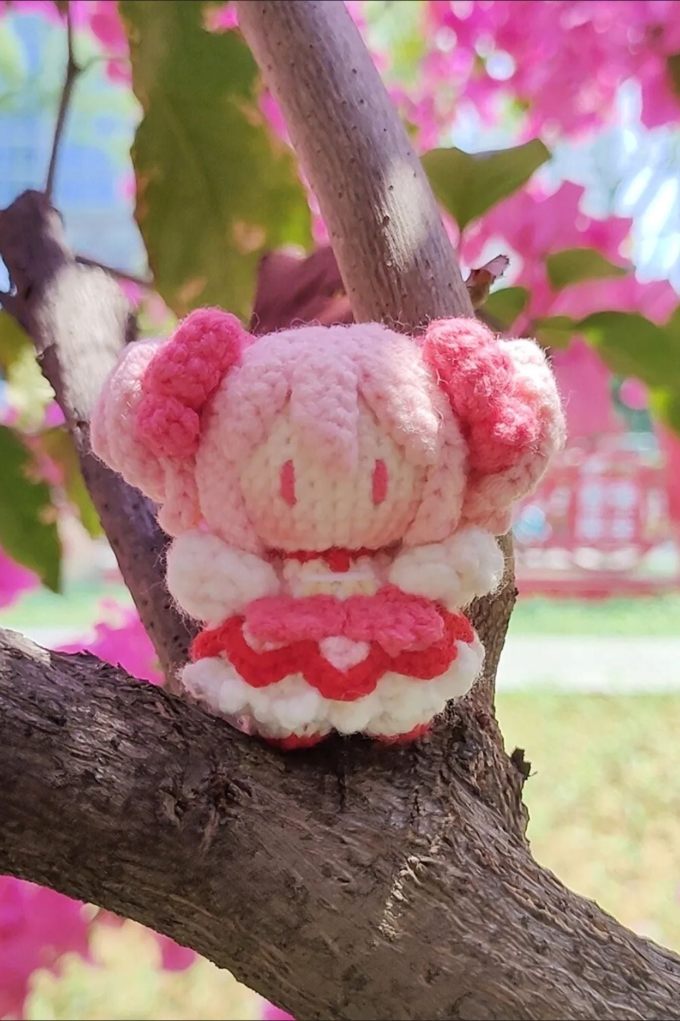 [Finished Product] Custom Puella Magi Madoka Magica Madoka Kaname Anime Fan Art - Handmade Crochet Keychain Charm
