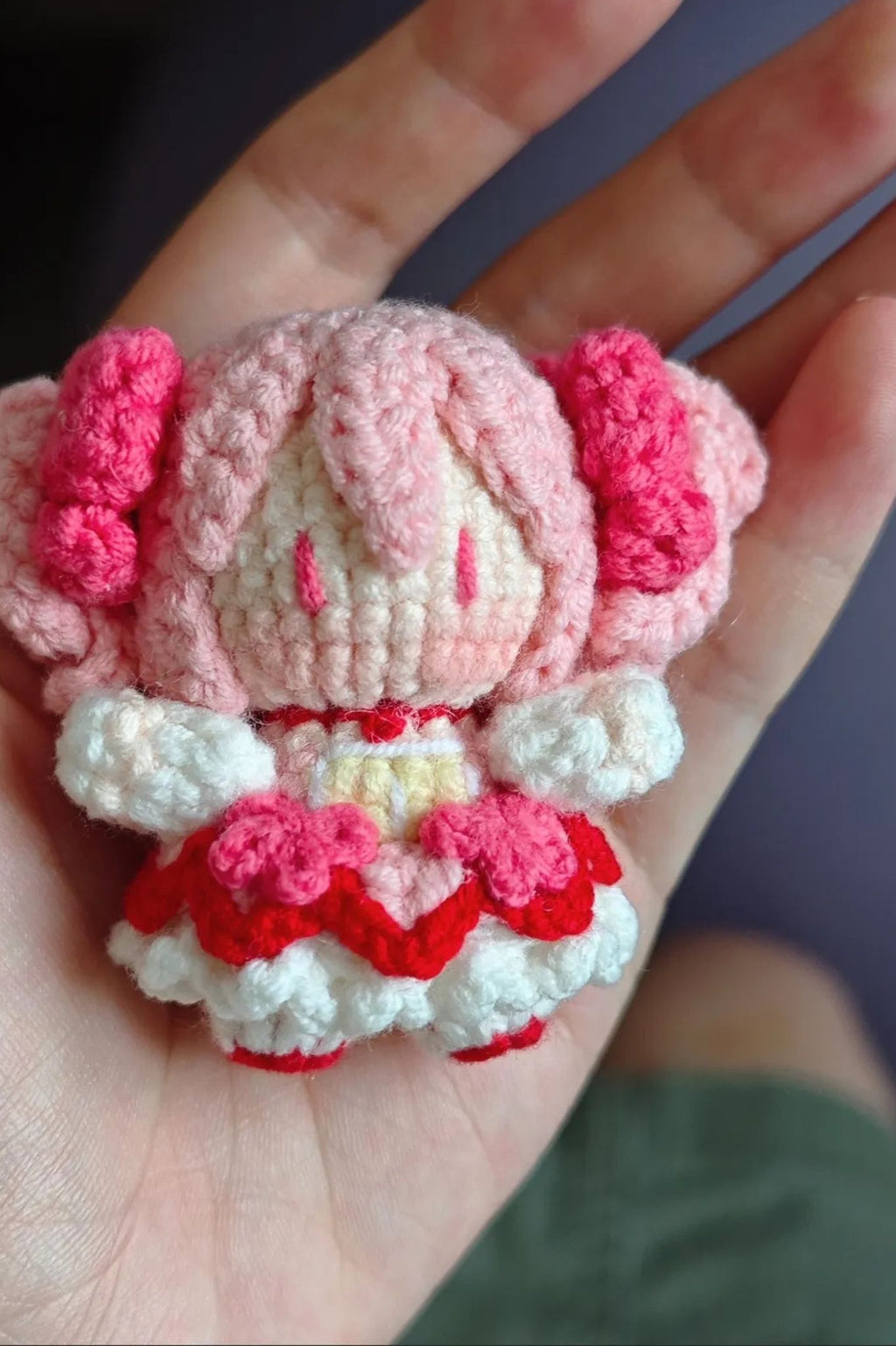 [Finished Product] Custom Puella Magi Madoka Magica Madoka Kaname Anime Fan Art - Handmade Crochet Keychain Charm