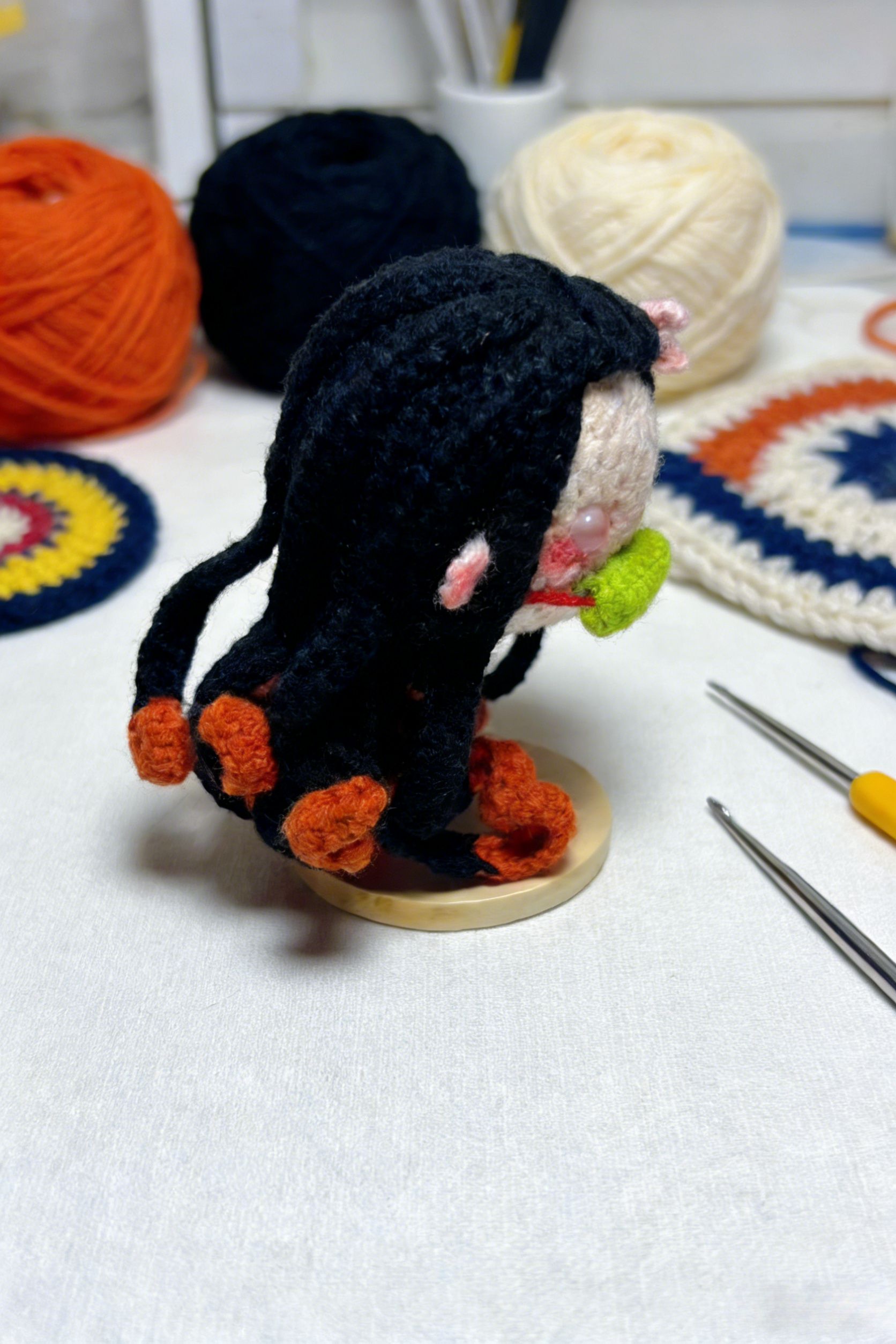 Finished Product Kimetsu No Yaiba Kamado Nezuko Fan Art - Handmade Crochet Keychain Charm
