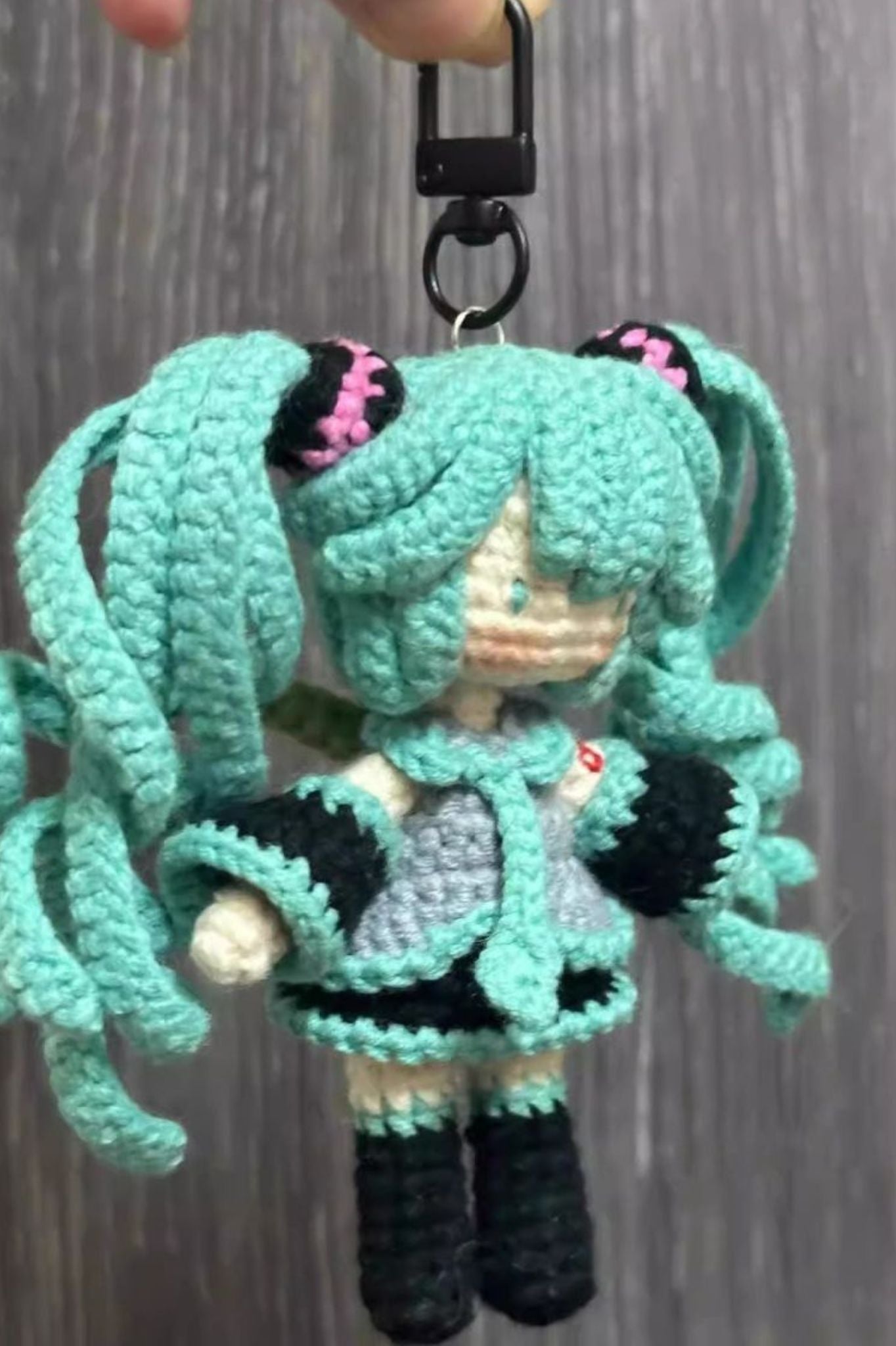 Handmade Crochet [Custom] Hatsune Miku Keychain - Personalized Anime Doll Charm for Fans