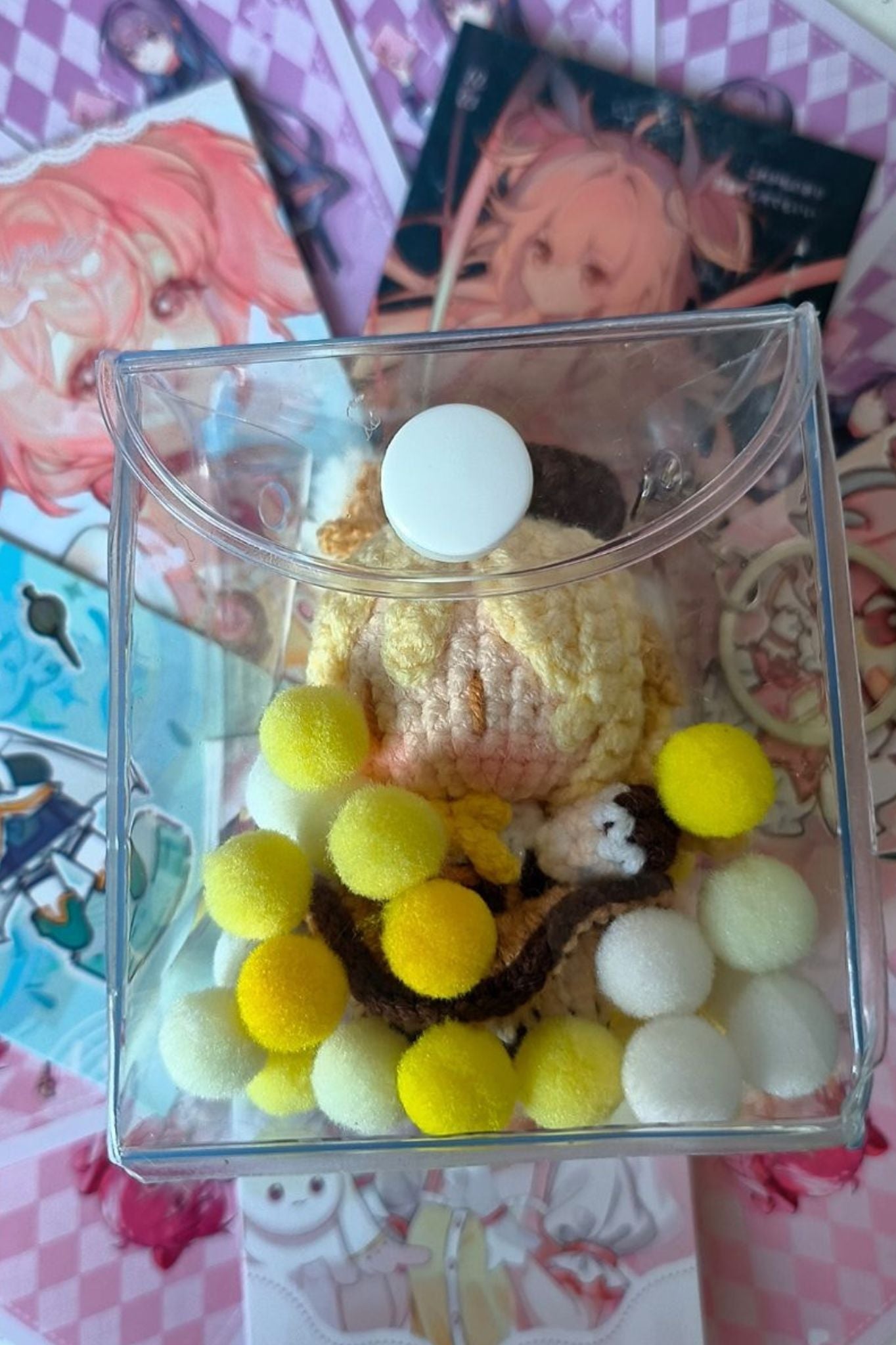 [Finished Product] Custom Puella Magi Madoka Magica Mami Tomoe Anime Fan Art - Handmade Crochet Keychain Charm