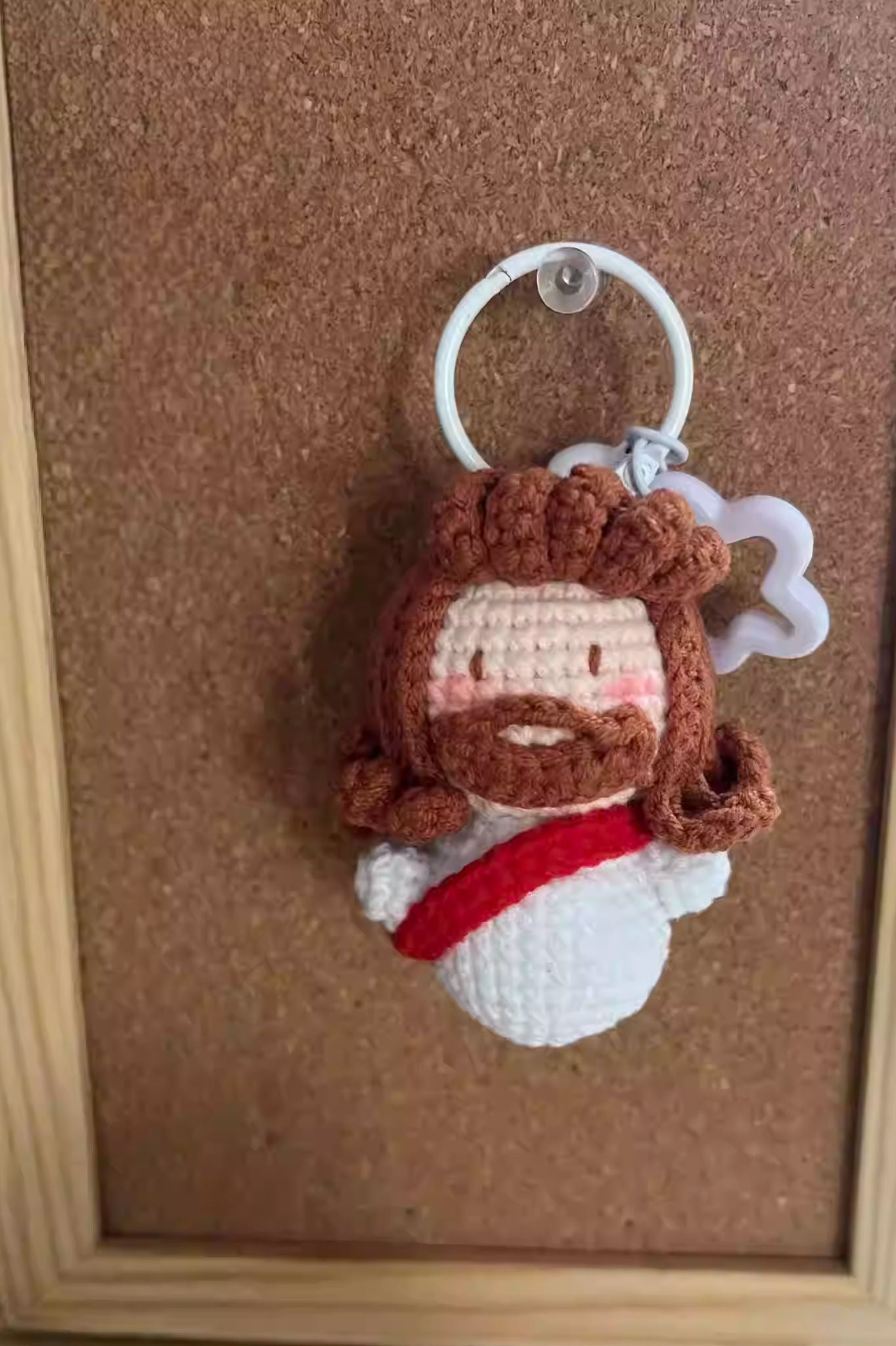 Finished Product Sacred Guardian Themed Handmade Crochet Keychain Charm