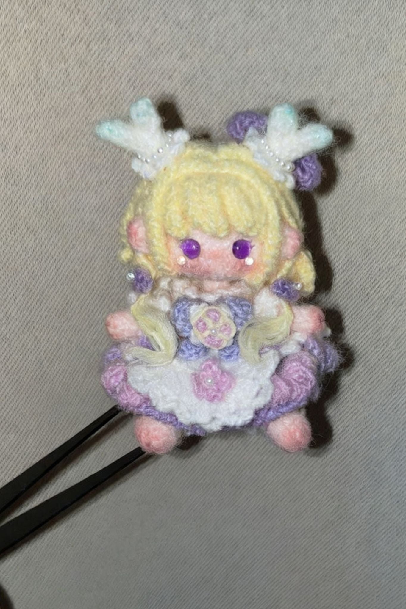 [Finished Product] Custom  Yao Time Wish & Time Prayer Skins Game Fan Art - Handmade Crochet Keychain Charm Set (7cm Tall)
