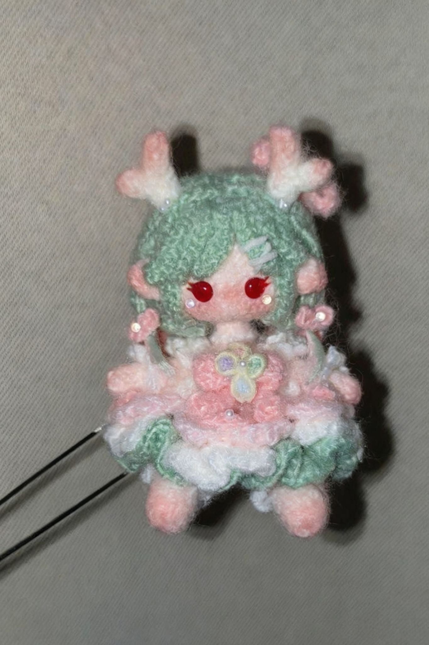 [Finished Product] Custom  Yao Time Wish & Time Prayer Skins Game Fan Art - Handmade Crochet Keychain Charm Set (7cm Tall)