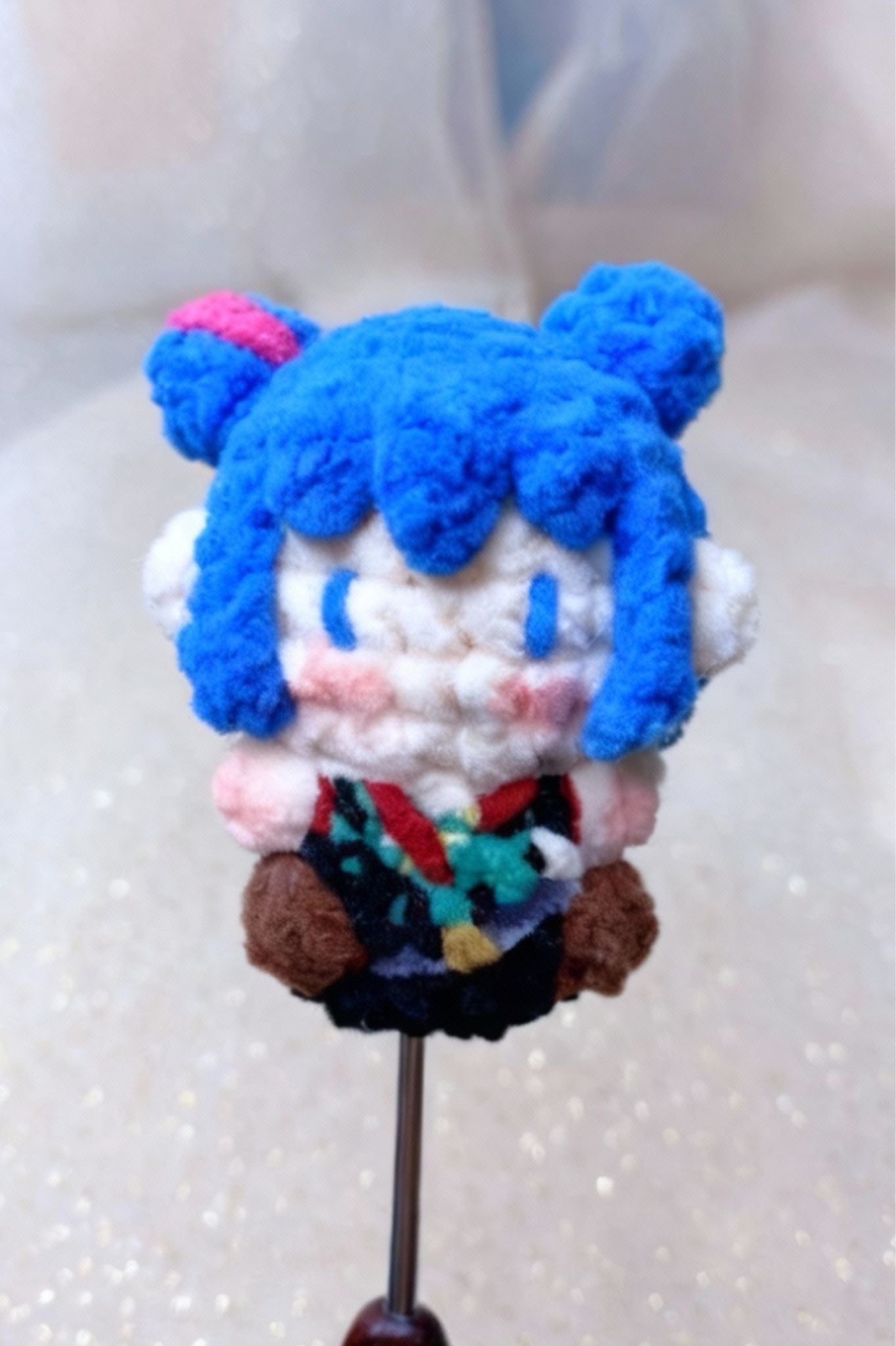 [Finished Product] Custom LOL Jinx Game Fan Art - Handmade Crochet Keychain Charm