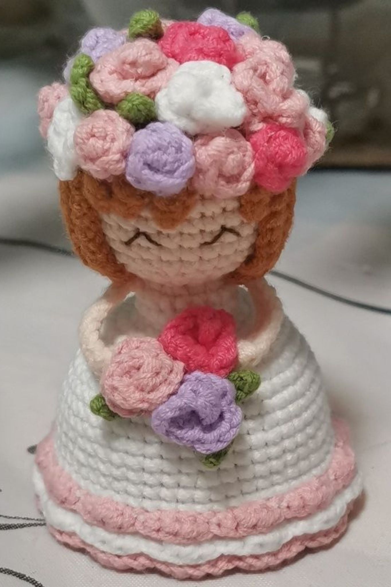 [Promotion!]Finished Product Custom Bride with Floral Bouquet Handmade Crochet Doll - Valentine’s & Wedding Themed Artisan Craft
