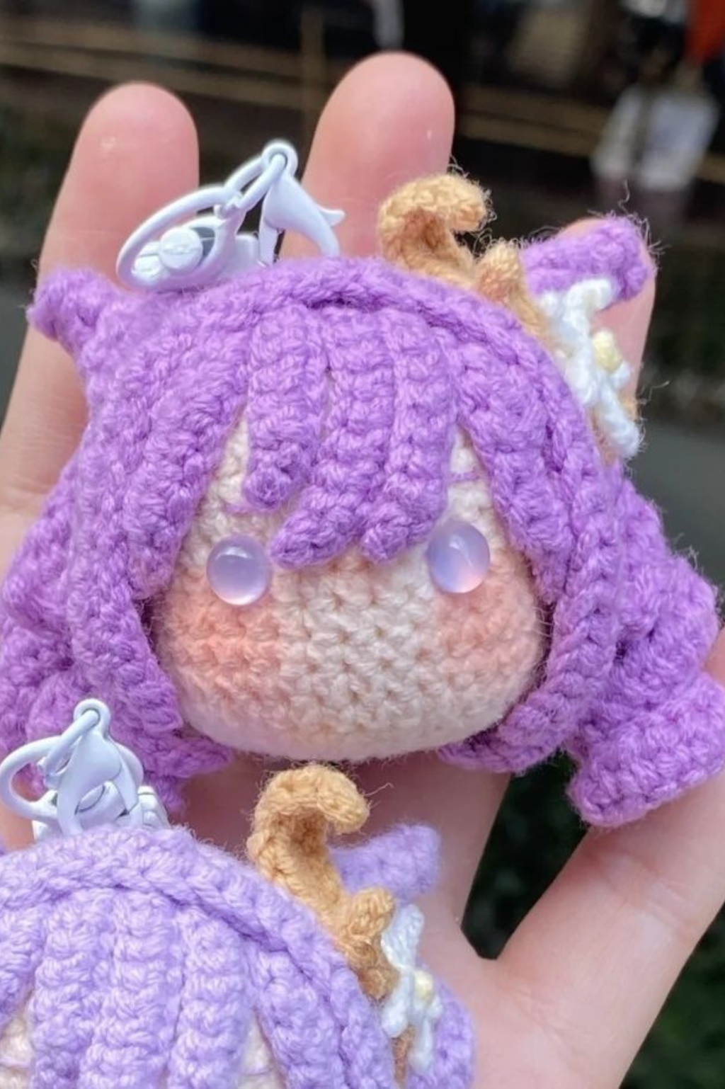 [Finished Product] Custom the Genshin Game Keqing Fan Art - Handmade Crochet Keychain Charm