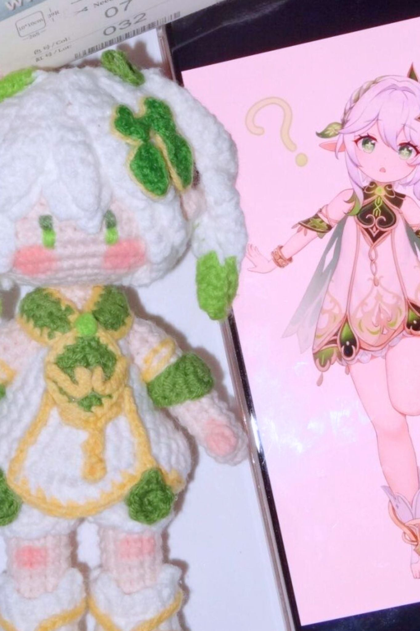 [Finished Product] Custom Nahida the Genshin Game Fan Art - Handmade Crochet Keychain Charm