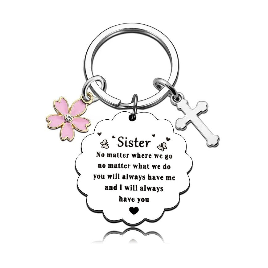 Sister Keychain Jewelry - A Sister is God's Way of Making Sure We Never Walk Alone Keychain Jewelry Birthday Gifts