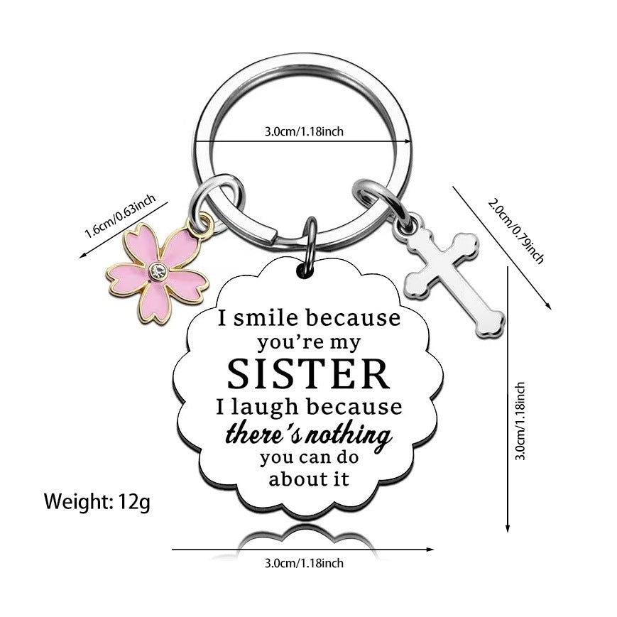 Sister Keychain Jewelry - A Sister is God's Way of Making Sure We Never Walk Alone Keychain Jewelry Birthday Gifts