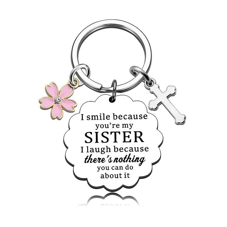 Sister Keychain Jewelry - A Sister is God's Way of Making Sure We Never Walk Alone Keychain Jewelry Birthday Gifts