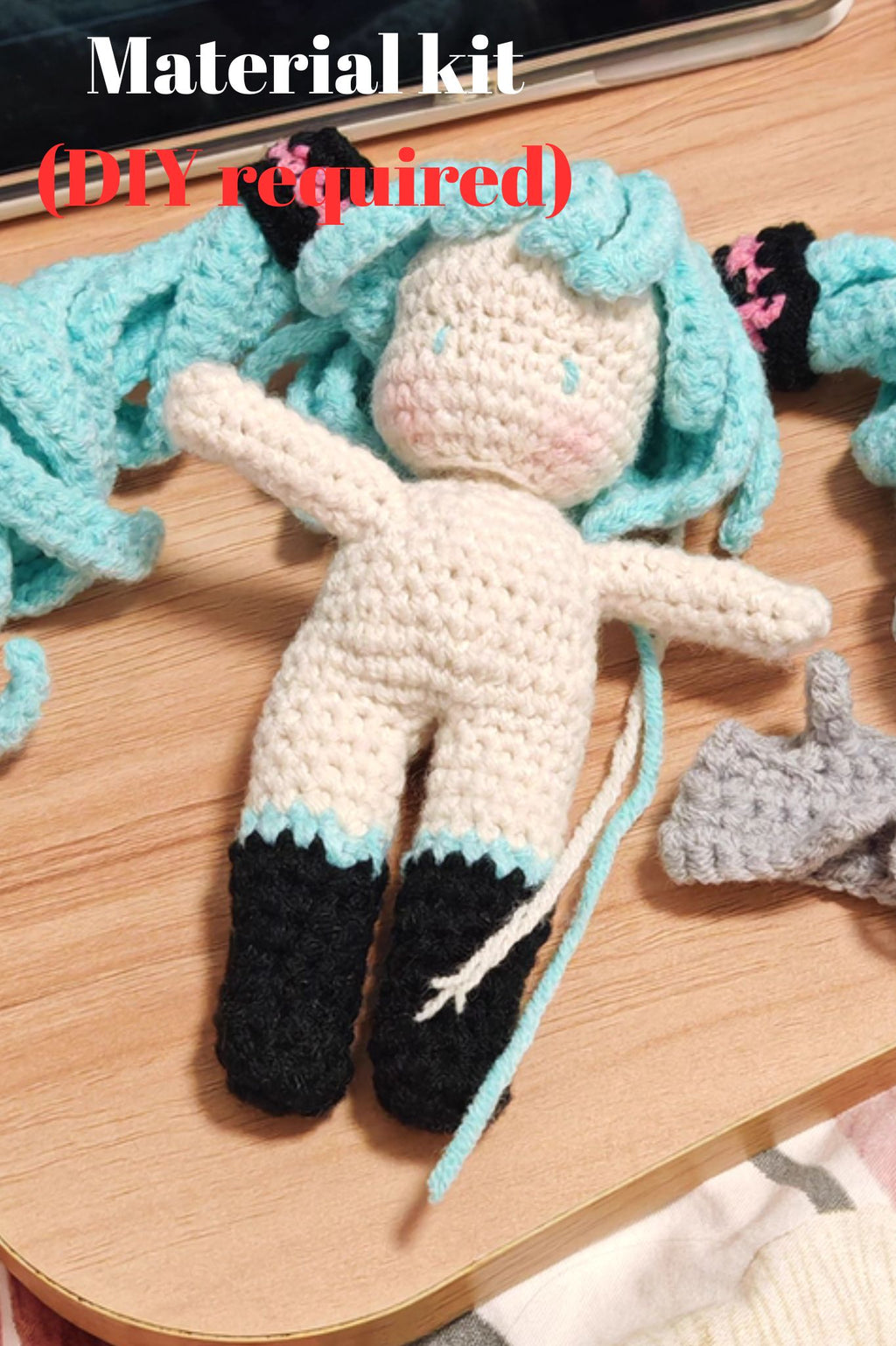 Handmade Crochet [Custom] Hatsune Miku Keychain - Personalized Anime Doll Charm for Fans