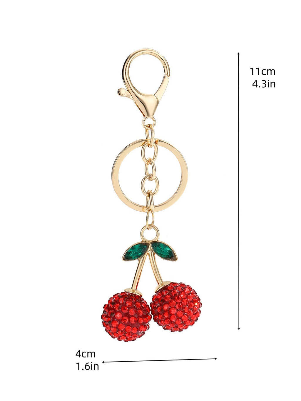 Creative Cute Realistic Cherry Keychain - Alloy Rhinestone Inlaid Car & Bag Charm