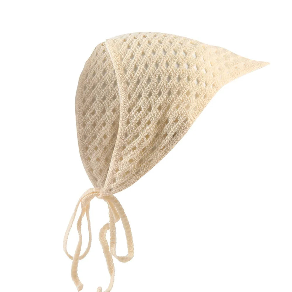 Women's French Chic Handmade Knitted Daisy Triangle Tie-Up Headscarf