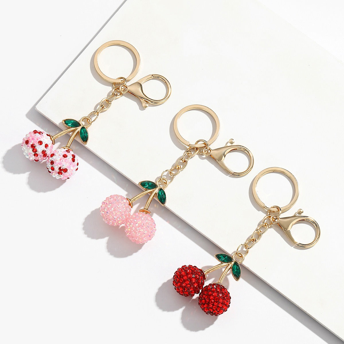 Creative Cute Realistic Cherry Keychain - Alloy Rhinestone Inlaid Car & Bag Charm
