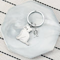 Toyversia Cute Cartoon Cat Stainless Steel Keychain — Fish Lover Cat Design, Adorable Backpack Charm & Couple Key Ring Gift | Cat Keychain