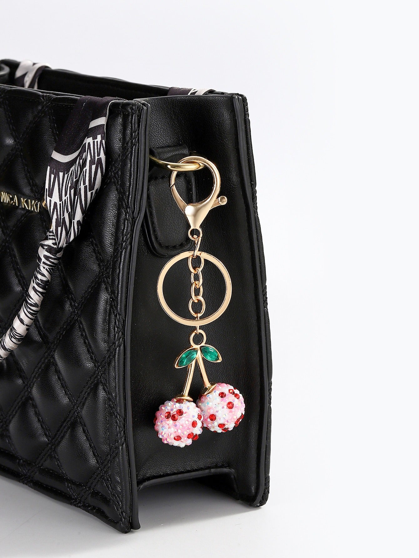 Creative Cute Realistic Cherry Keychain - Alloy Rhinestone Inlaid Car & Bag Charm