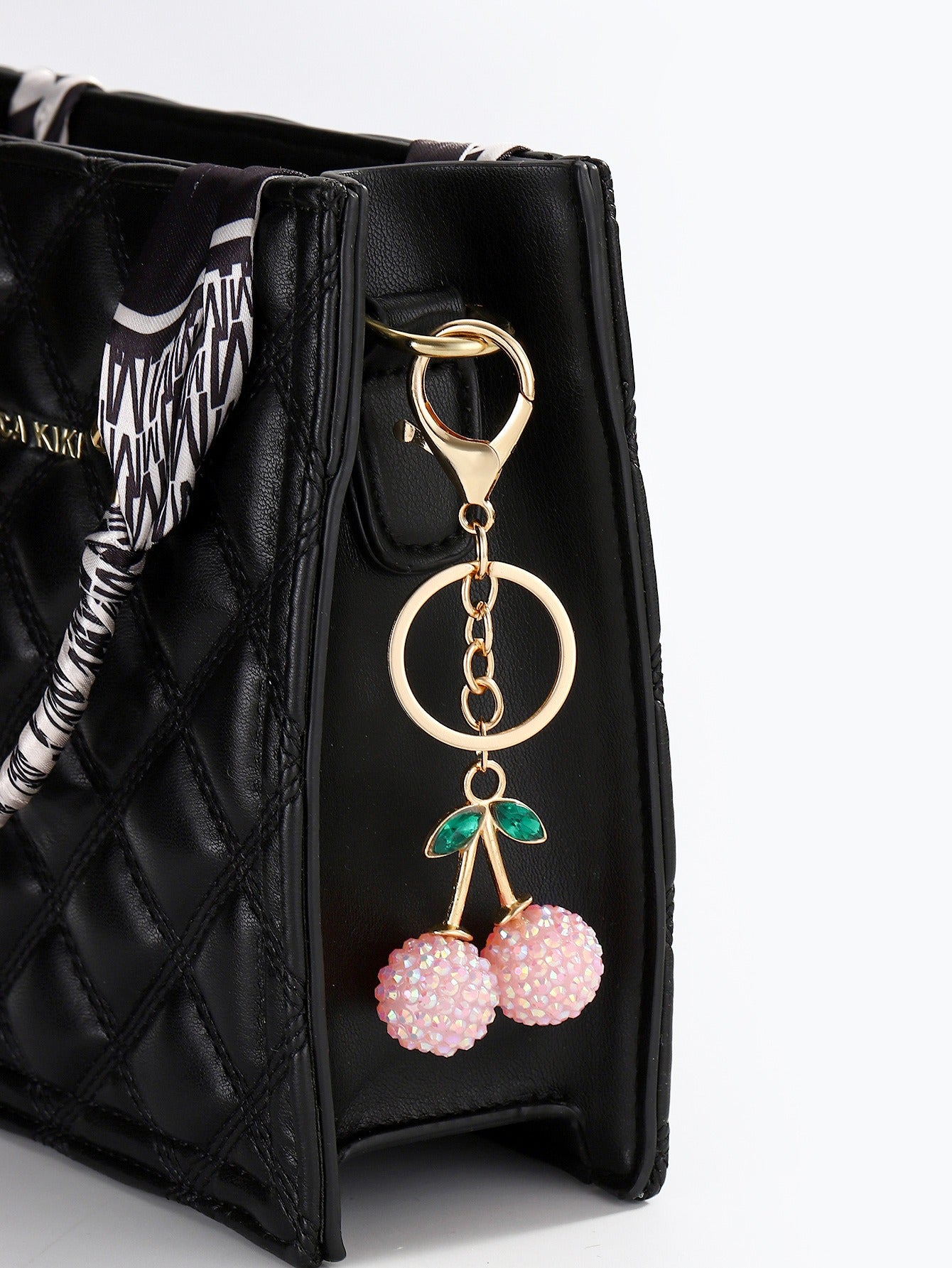 Creative Cute Realistic Cherry Keychain - Alloy Rhinestone Inlaid Car & Bag Charm