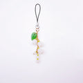 Fresh & Dainty White Bellflower Jade Pendant Phone Lanyard - Multi-Use Bag Charm, Keychain & Cute Bracelet Accessory