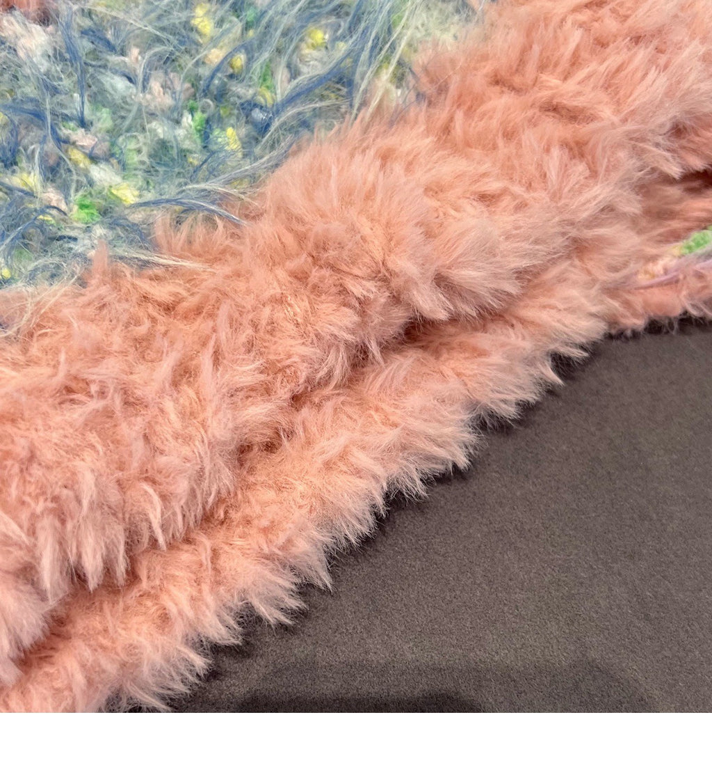 Women's Fairycore Enchanted Mixed Pastel Fuzzy Braid Bow Knit Beanie - Winter Fall Warm Face-Flattering Hat