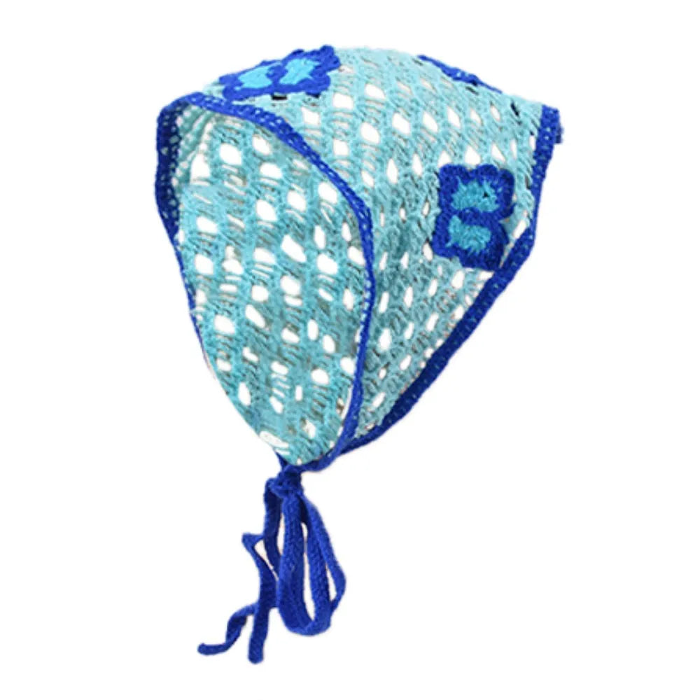 Women's French Chic Handmade Knitted Daisy Triangle Tie-Up Headscarf