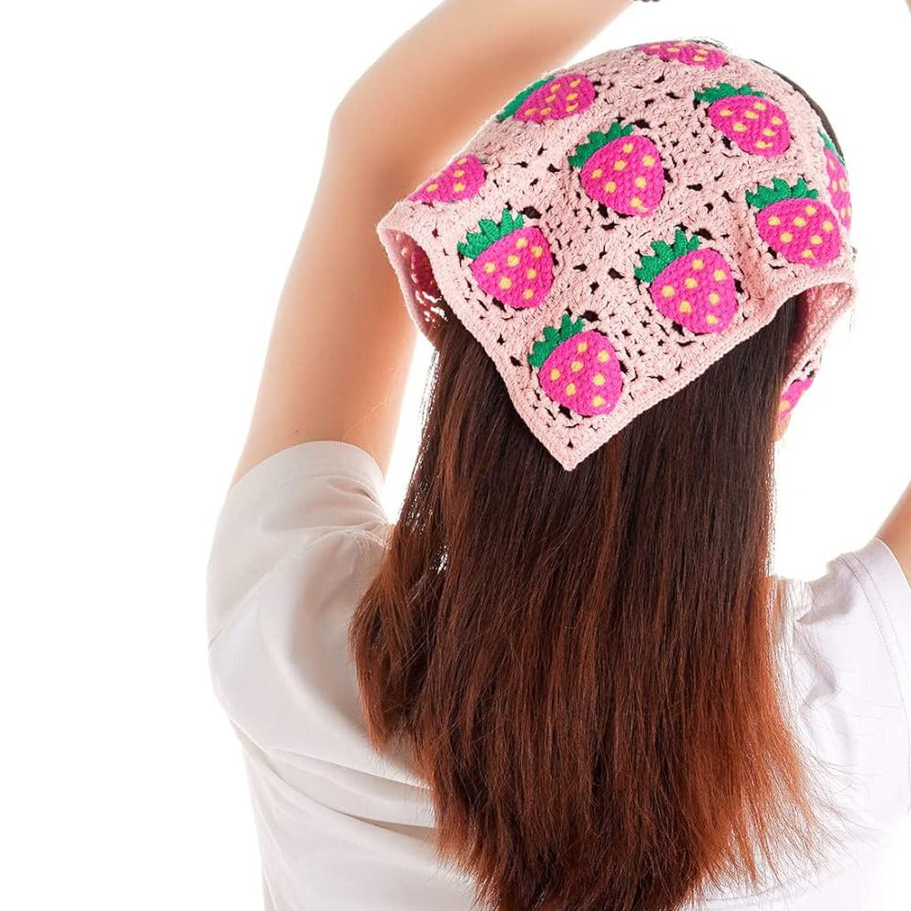 Women's French Chic Handmade Knitted Daisy Triangle Tie-Up Headscarf