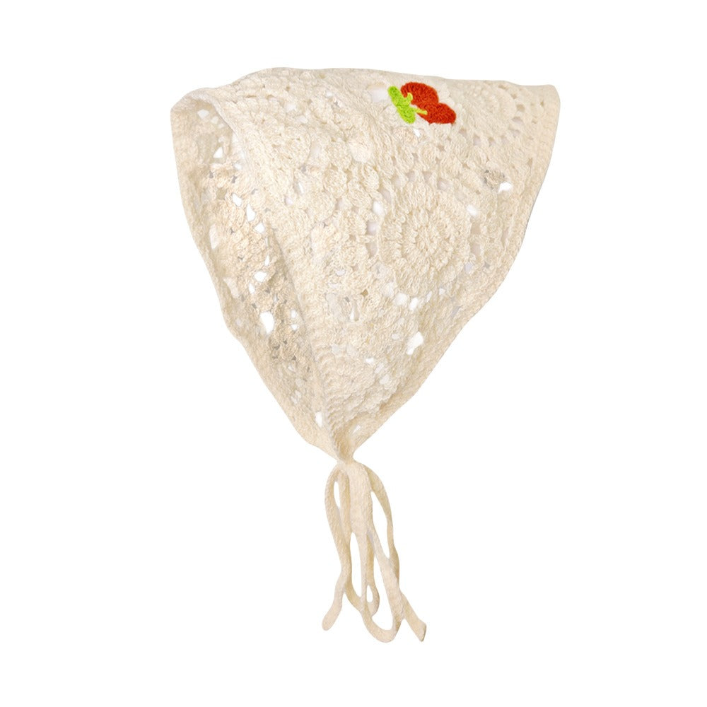 Women's French Chic Handmade Knitted Daisy Triangle Tie-Up Headscarf